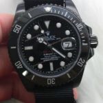 All Black Replica Rolex Submariner Pro-hunter Black Dial Ceramic Bezel Nato Strap 40mm